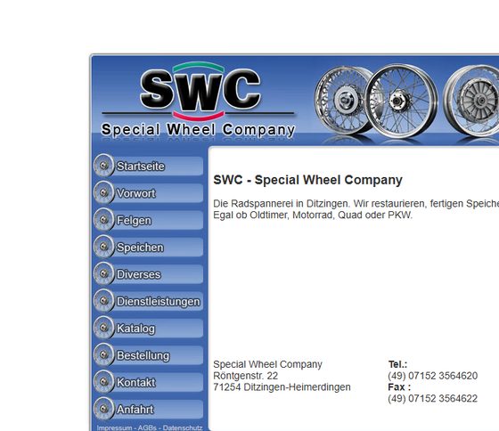 Startseite der Special Wheel Company